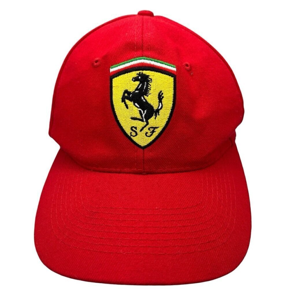 Ferrari Racing Mens Baseball Cap Hat Red Wool Acrylic Blend Logo Vintage 90s